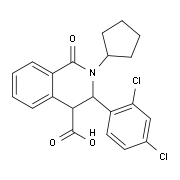 2-Cyclopentyl-3-(2,4-dichlorophenyl)-1-oxo-1,2,3,4-tetrahydro-4-isoquinolinecarboxylic acid