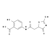 2-Hydroxy-5-{[(2-mercapto-4-oxo-4,5-dihydro-1,3-thiazol-5-yl)acetyl]amino}benzoic acid