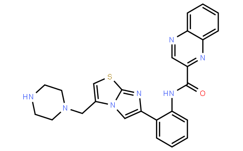 N-[2-[3-(1-哌嗪甲基)咪唑并[2,1-B]噻唑-6-基]苯基]-2-喹喔啉甲酰胺盐酸盐