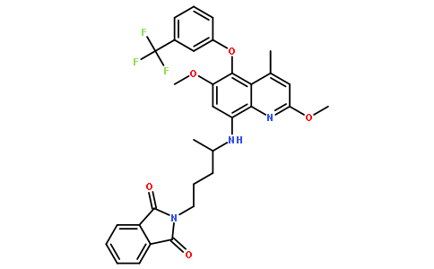 2-[4-[[2,6-dimethoxy-4-methyl-5-[3-(trifluoromethyl)phenoxy]quinolin-8-yl]amino]pentyl]isoindole-1,3-dione
