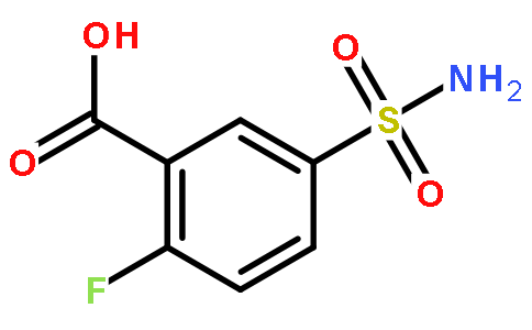 2-氟-5-磺酰胺基-苯甲酸结构式