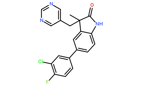 5-(3-Chloro-4-fluorophenyl)-3-methyl-3-(pyrimidin-5-ylmethyl)indolin-2-one