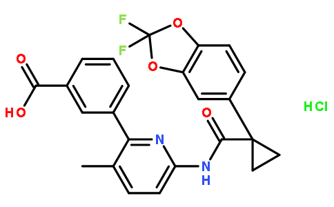 3-(6-{[1-(2,2-Difluoro-benzo[1,3]dioxol-5-yl)-cyclopropanecarbonyl]-amino}-3-methyl-pyridin-2-yl)-benzoicacidhydrochloride