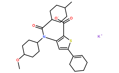 5-(1-环己烯-1-基)-3-[(反式-4-甲氧基环己基)[(反式-4-甲基环己基)羰基]氨基]噻吩-2-羧酸钾盐
