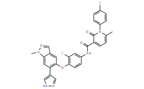 N-[3-fluoro-4-[1-methyl-6-(1H-pyrazol-4-yl)indazol-5-yl]oxyphenyl]-1-(4-fluorophenyl)-6-methyl-2-oxopyridine-3-carboxamide