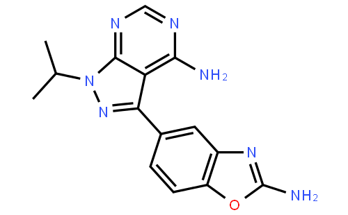 3-(2-氨基-5-苯并恶唑基)-1-(1-甲基乙基)-1H-吡唑并[3,4-d]嘧啶-4-胺