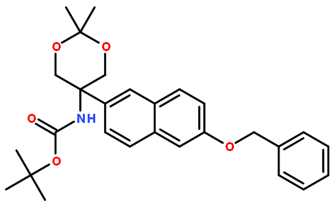 tert-Butyl (5-(6-(benzyloxy)naphthalen-2-yl)-2,2-dimethyl-1,3-dioxan-5-yl)carbamate