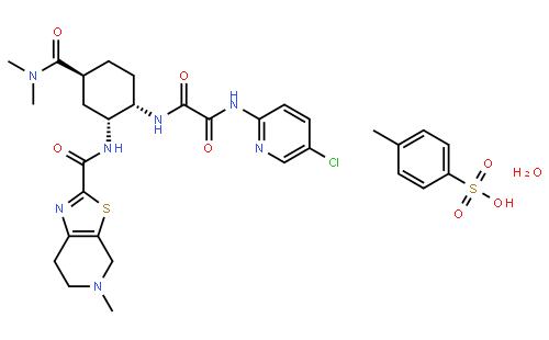 N-(5-Chloropyridin-2-yl)-N'-[(1S,2R,4S)-4-[(dimethylamino)carbonyl]-2-[[(5-methyl-4,5,6,7-tetrahydrothiazolo[5,4-c]pyridin-2-yl)carbonyl]amino]cyclohexyl]ethanediamide mono(p-toluenesulfonate) monohydrate