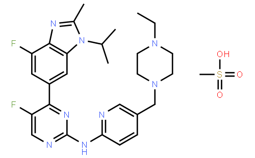 N-[5-[(4-乙基-1-哌嗪基)甲基]-2-吡啶基]-5-氟-4-[4-氟-2-甲基-1-异丙基-1H-苯并咪唑-6-基]-2-嘧啶胺甲烷磺酸盐