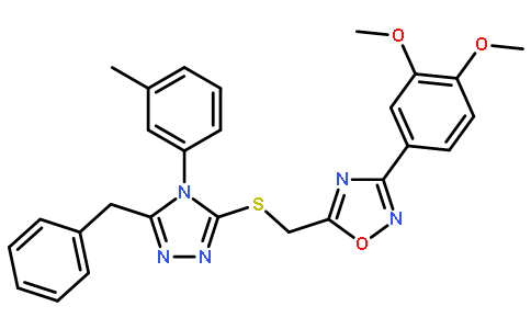 5-({[5-Benzyl-4-(3-methylphenyl)-4H-1,2,4-triazol-3-yl]sulfanyl}m ethyl)-3-(3,4-dimethoxyphenyl)-1,2,4-oxadiazole