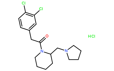 2-(3,4-Dichlorophenyl)-1-(2-(pyrrolidin-1-ylmethyl)piperidin-1-yl)ethanone hydrochloride