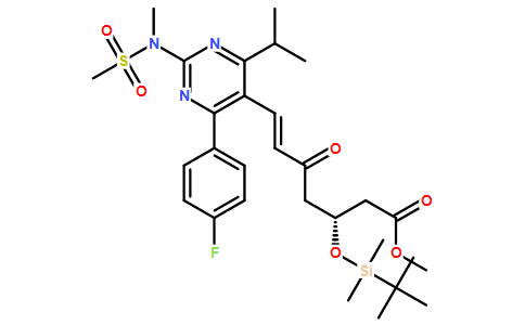 7-[4-(4-氟苯基)-6-异丙基-2-(N-甲基甲磺酰胺基)-5-嘧啶]-(3R)-叔丁基二甲硅氧基-5-氧代-(6E)-庚酸甲酯