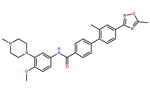 N-(4-Methoxy-3-(4-methylpiperazin-1-yl)phenyl)-2'-methyl-4'-(5-methyl-1,2,4-oxadiazol-3-yl)-[1,1'-biphenyl]-4-carboxamide