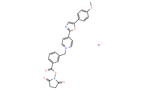 N-(3-Succinimidyloxy-carbonyl-phenyl)-methyl-4-(5'-(4''-methoxy-phenyl)-2'-oxazolyl)-pyridinium bromide