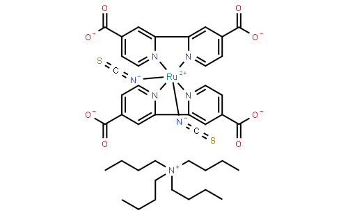 双(四丁基铵)二氢双(异硫氰酸)双(2,2'-二吡啶基-4,4'-二甲酸)钌(II), 95%