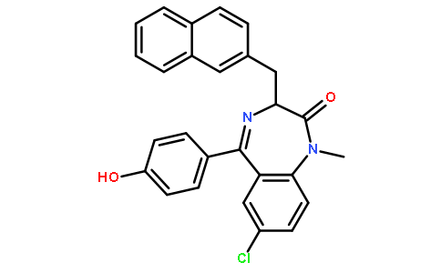 7-Chloro-5-(4-hydroxyphenyl)-1-methyl-3-(2-naphthylmethyl)-2,3-dihydro-1H-1,4-benzodiazepin-2-one