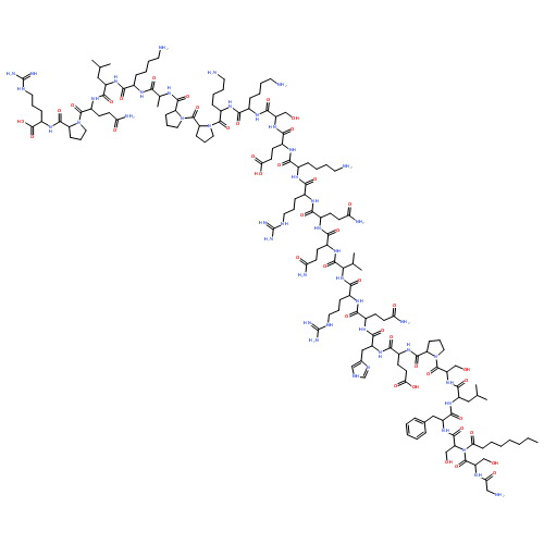 GLY-SER-SER(N-OCTANOYL)-PHE-LEU-SER-PRO-GLU-HIS-GLN-ARG-VAL-GLN-GLN-ARG-LYS-GLU-SER-LYS-LYS-PRO-PRO-ALA-LYS-LEU-GLN-PRO-ARG