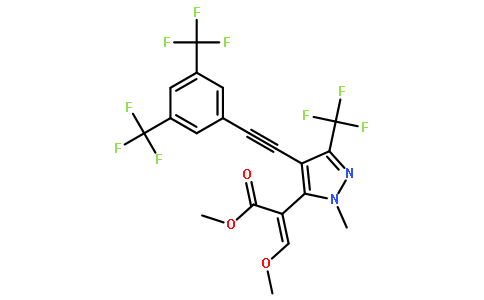 Methyl 2-(4-((3,5-bis(trifluoromethyl)phenyl)ethynyl)-1-methyl-3-(trifluoromethyl)-1H-pyrazol-5-yl)-3-methoxyacrylate