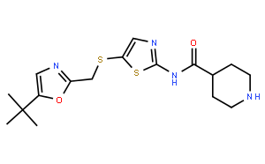 n-(5-((5-tert-butyl-1,3-oxazol-2-yl)methylsulfanyl)-1,3-thiazol-2-yl)piperidine-4-carboxamide