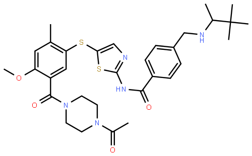 N-(5-((5-(4-乙酰基哌嗪-1-甲酰基)-4-甲氧基-2-甲基苯基)硫基)噻唑-2-基)-4-(((3,3-二甲基丁烷-2-基)氨基)甲基)苯甲酰胺