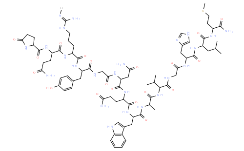 PYR-GLN-ARG-TYR-GLY-ASN-GLN-TRP-ALA-VAL-GLY-HIS-LEU-MET-NH2
