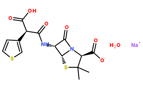 替卡西林钠(cas:74682-62-5 结构式图片