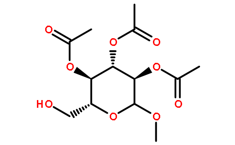 甲基-2,3,4-三乙酰氧基-alpha-d-吡喃葡萄糖苷结构式
