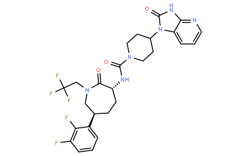 N-[(3R,6S)-6-(2,3-二氟苯基)六氢-2-氧代-1-(2,2,2-三氟乙基)-1H-氮杂卓-3-基]-4-(2,3-二氢-2-氧代-1H-咪唑并[4,5-b]吡啶-1-基)-1-哌啶甲酰胺