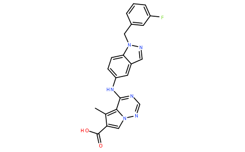 4-(1-(3-fluorobenzyl)-1H-indazol -5-ylamino)-5-methylpyrrolo [1,2-f][1,2,4]triazine-6-carboxylic acid