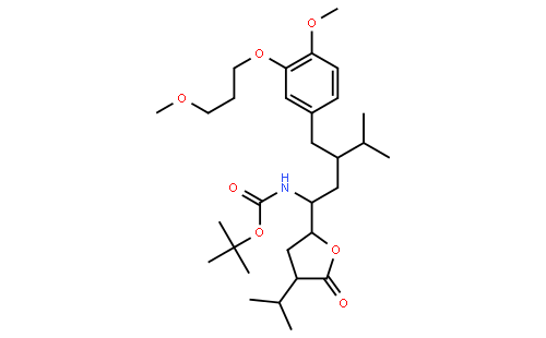 tert-Butyl ((1S,3S)-1-((2S,4S)-4-isopropyl-5-oxotetrahydrofuran-2-yl)-3-(4-methoxy-3-(3-methoxypropoxy)benzyl)-4-methylpentyl)carbamate