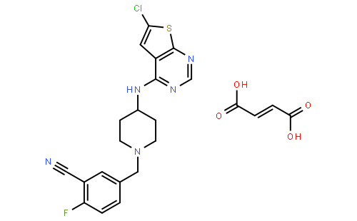 5-({4-[(6-Chlorothieno[2,3-d]pyrimidin-4-yl)amino]-1-piperidinyl} methyl)-2-fluorobenzonitrile (2Z)-2-butenedioate (1:1)