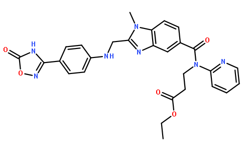 Ethyl 3-(1-methyl-2-(((4-(5-oxo-4,5-dihydro-1,2,4-oxadiazol-3-yl)phenyl)amino)methyl)-N-(pyridin-2-yl)-1H-benzo[d]imidazole-5-carboxamido)propanoate