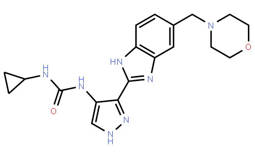 1-环丙基-3-(3-(5-(吗啉甲基)-1H-苯并[d]咪唑-2-基)-1H-吡唑-4-基)脲