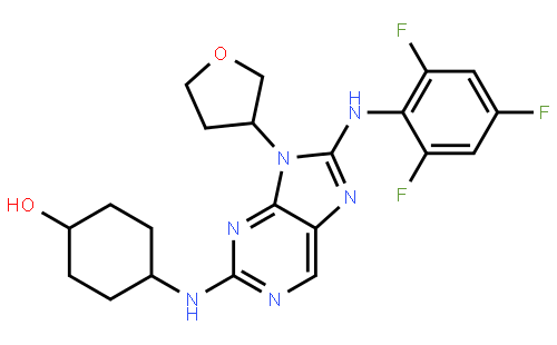 4-[[9-[(3S)-oxolan-3-yl]-8-(2,4,6-trifluoroanilino)purin-2-yl]amino]cyclohexan-1-ol