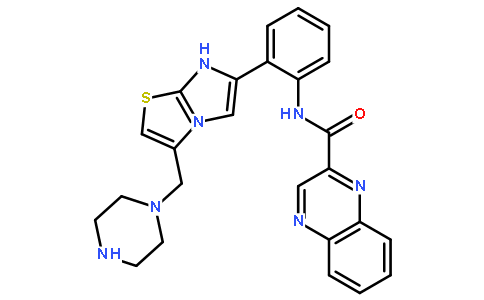 N-[2-[3-(1-哌嗪甲基)咪唑并[2,1-b]噻唑-6-基]苯基]-2-喹噁啉羧酰胺