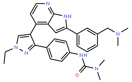 N'-[4-[4-[2-[3-[(二甲基氨基)甲基]苯基]-1H-吡咯并[2,3-b]吡啶-4-基]-1-乙基-1H-吡唑-3-基]苯基]-N,N-二甲基脲
