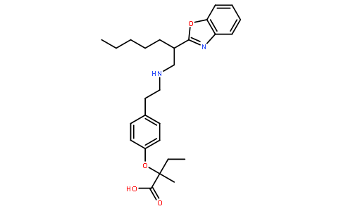 Butanoic acid, 2-[4-[2-(2-benzoxazolylheptylamino)ethyl]phenoxy]-2-methyl-, (2S)-