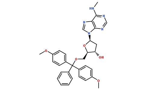 (2R,3S,5R)-2-((Bis(4-methoxyphenyl)(phenyl)methoxy)methyl)-5-(6-(methylamino)-9H-purin-9-yl)tetrahydrofuran-3-ol
