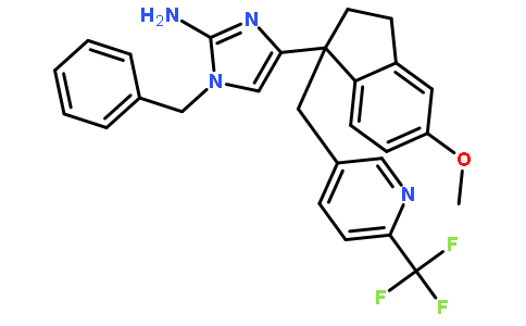 1-Benzyl-4-(5-methoxy-1-{[6-(trifluoromethyl)-3-pyridinyl]methyl} -2,3-dihydro-1H-inden-1-yl)-1H-imidazol-2-amine