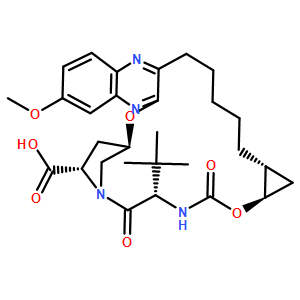 8H-7,10-Methanocyclopropa[18,19][1,10,3,6]dioxadiazacyclononadecino[11,12-b]quinoxaline-8-carboxylic acid, 5-(1,1-diMethylethyl)-1,1a,3,4,5,6,9,10,18,19,20,21,22,22a-tetradecahydro-14-Methoxy-3,6-dioxo-, Methyl ester