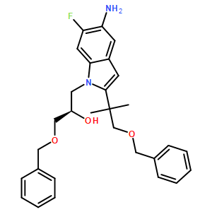 (R)-1-(5-amino-2-(1-(benzyloxy)-2-methylpropan-2-yl)-6-fluoro-1H-indol-1-yl)-3-(benzyloxy)propan-2-ol