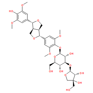 (-)-丁香树脂酚-4-O-β-D-呋喃芹糖基-(1→2)-β-D-吡喃葡萄糖苷