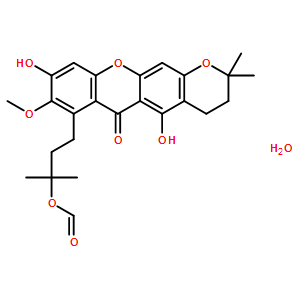 925705-36-8  7-[3-(甲酰氧基)-3-甲基丁基]-3，4-二氢-5，9-二羟基-8-甲氧基-2，2-二甲基-2H，6H-吡喃并[3，2-B]氧杂蒽-6-酮