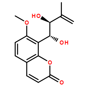 2H-1-Benzopyran-2-one,8-[(1R,2S)-1,2-dihydroxy-3-methyl-3-buten-1-yl]-7-methoxy-, rel-(-)-